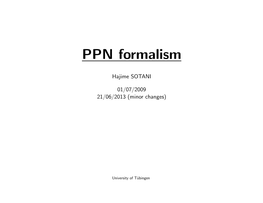 PPN Formalism
