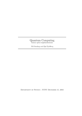 Quantum Computing Linear Optics Implementations