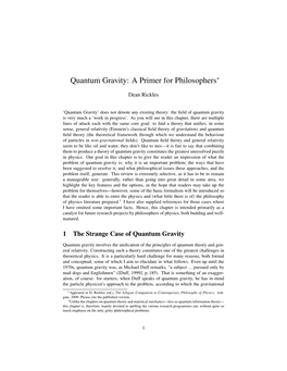 Quantum Gravity: a Primer for Philosophers∗