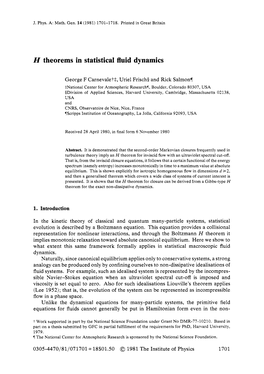 H Theorems in Statistical Fluid Dynamics