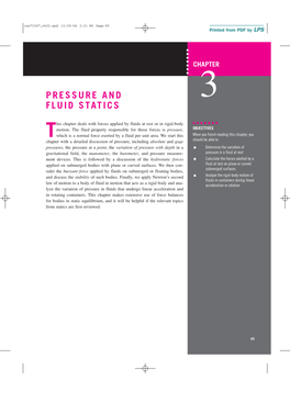 Pressure and Fluid Statics