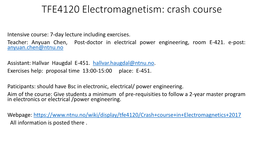 TFE4120 Electromagnetism: Crash Course