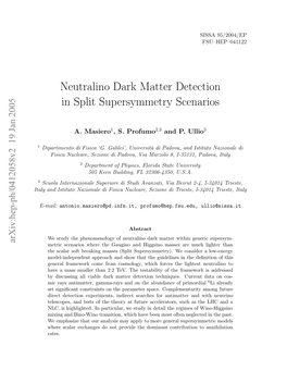 Neutralino Dark Matter Detection in Split Supersymmetry Scenarios