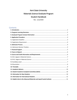Materials Science Graduate Program Student Handbook Rev
