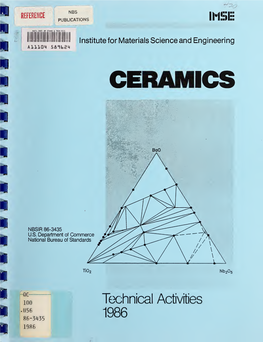 Institute of Materials Science and Engineering : Ceramics : Technical Activities 1986