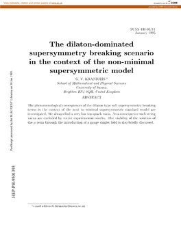 The Dilaton-Dominated Supersymmetry Breaking Scenario in the Context Of