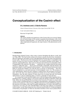 Conceptualization of the Casimir Effect