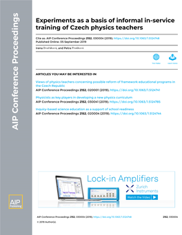 Experiments As a Basis of Informal In-Service Training of Czech Physics Teachers