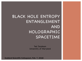 Black Hole Entropy Entanglement And