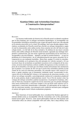Kantian Ethics and Aristotelian Emotions: a Constructive Interpretation*