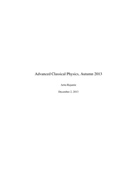 Advanced Classical Physics, Autumn 2013