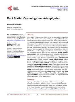 Dark Matter Cosmology and Astrophysics