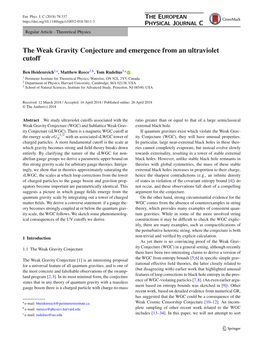 The Weak Gravity Conjecture and Emergence from an Ultraviolet Cutoff