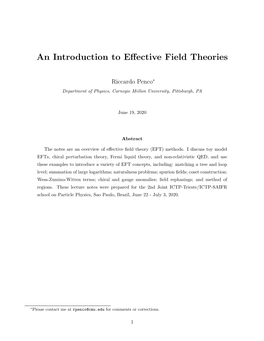 An Introduction to Effective Field Theories