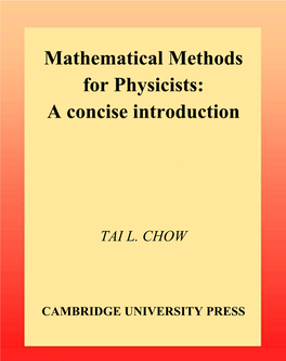 Mathematical Methods for Physicists: a Concise Introduction