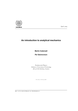 An Introduction to Analytical Mechanics