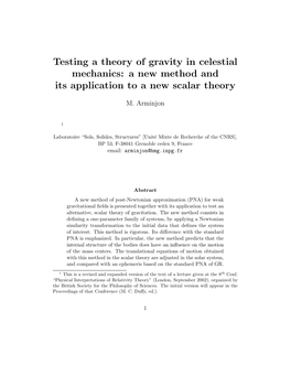 Testing a Theory of Gravity in Celestial Mechanics: a New Method and Its Application to a New Scalar Theory