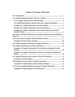 Chapter 19 Angular Momentum