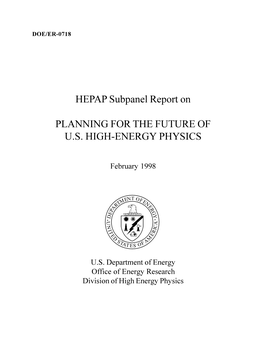 High Energy Physics Subpanel Report