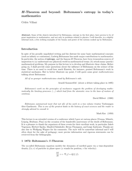 H-Theorem and Beyond: Boltzmann's Entropy in Today's Mathematics