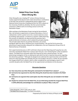 Nobel Prize Case Study: Chien-Shiung Wu