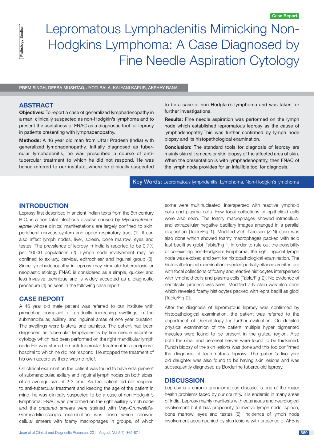 Hodgkins Lymphoma A Case Diagnosed By Pathology Section Fine Needle