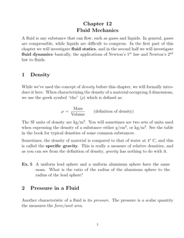 Chapter 12 Fluid Mechanics 1 Density 2 Pressure in a Fluid