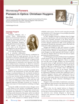 Pioneers in Optics: Christiaan Huygens