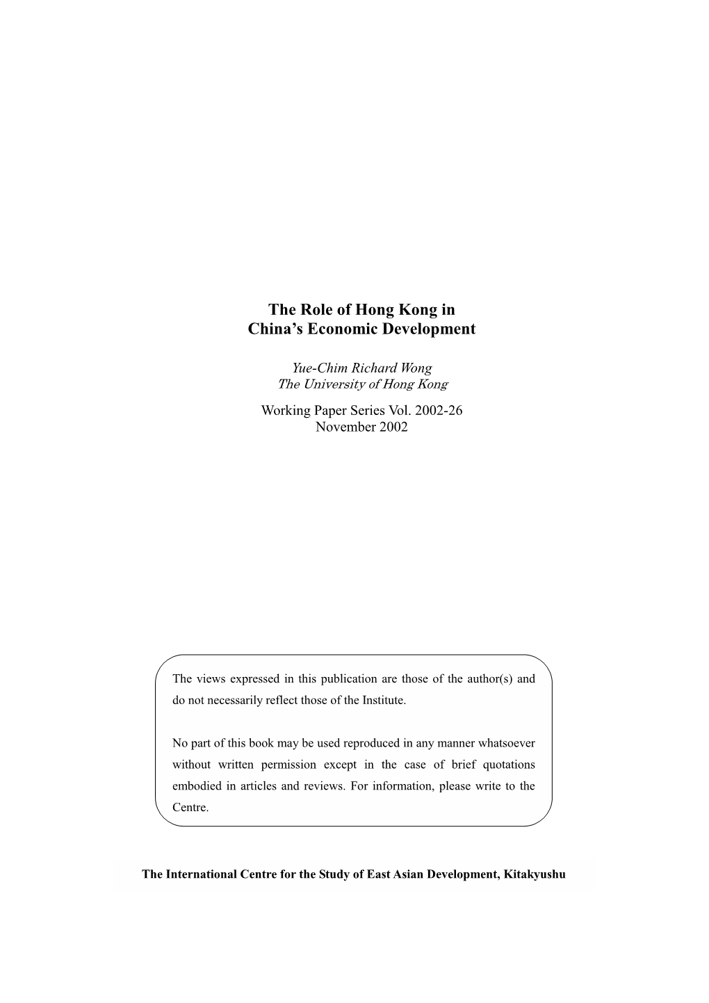 The Role Of Hong Kong In China S Economic Development DocsLib