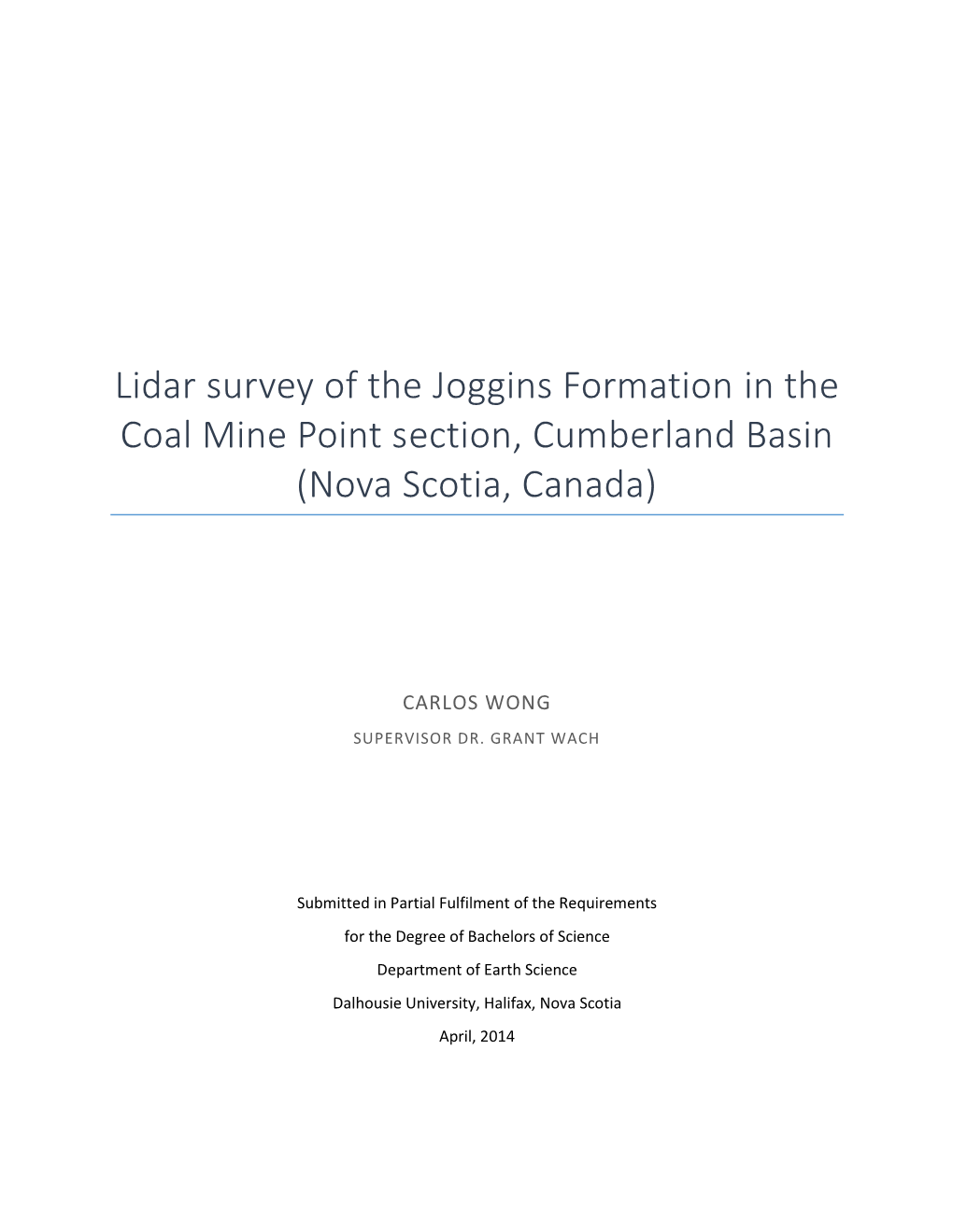 Lidar Survey Of The Joggins Formation In The Coal Mine Point Section