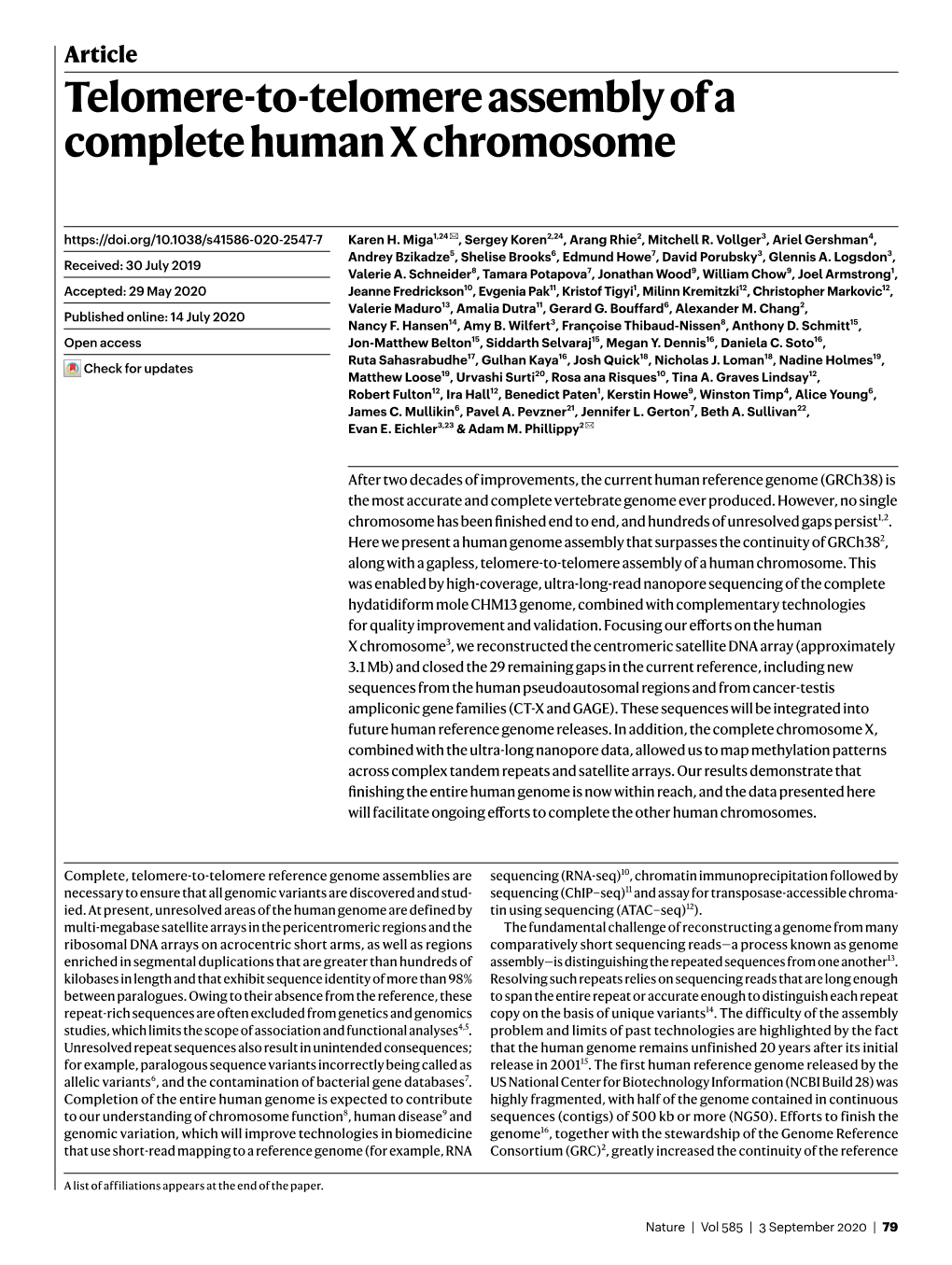 Telomere To Telomere Assembly Of A Complete Human X Chromosome Docslib