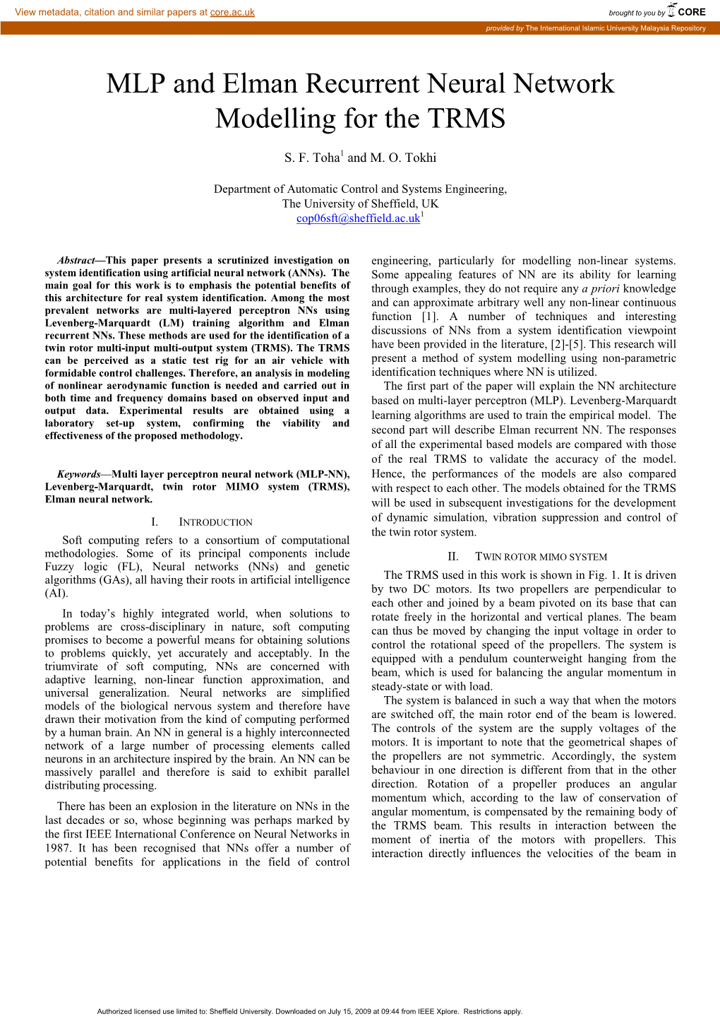 Mlp And Elman Recurrent Neural Network Modelling For The Trms Docslib