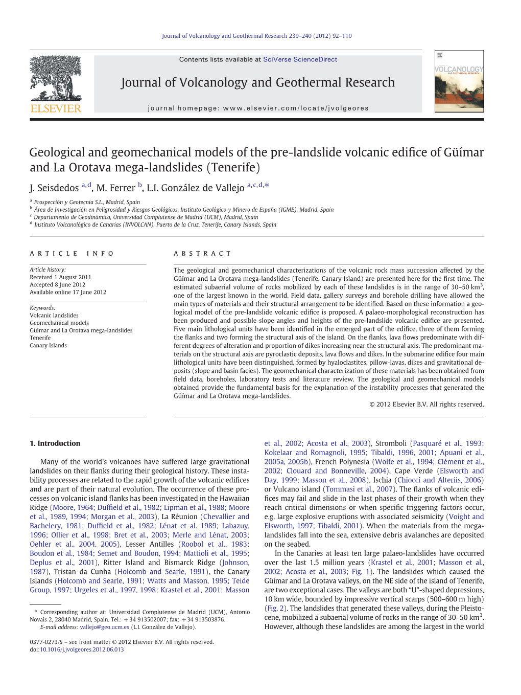 Geological And Geomechanical Models Of The Pre Landslide Volcanic