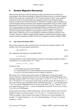 4 Nuclear Magnetic Resonance