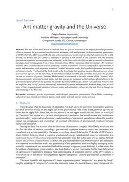 Antimatter Gravity and the Universe