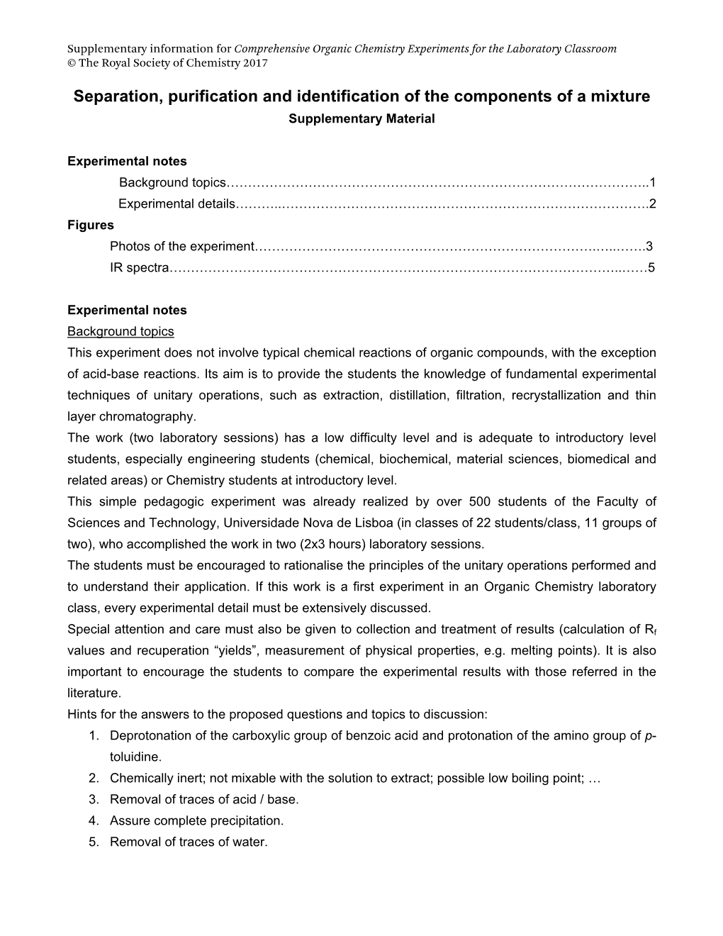 Separation Purification And Identification Of The Components Of A