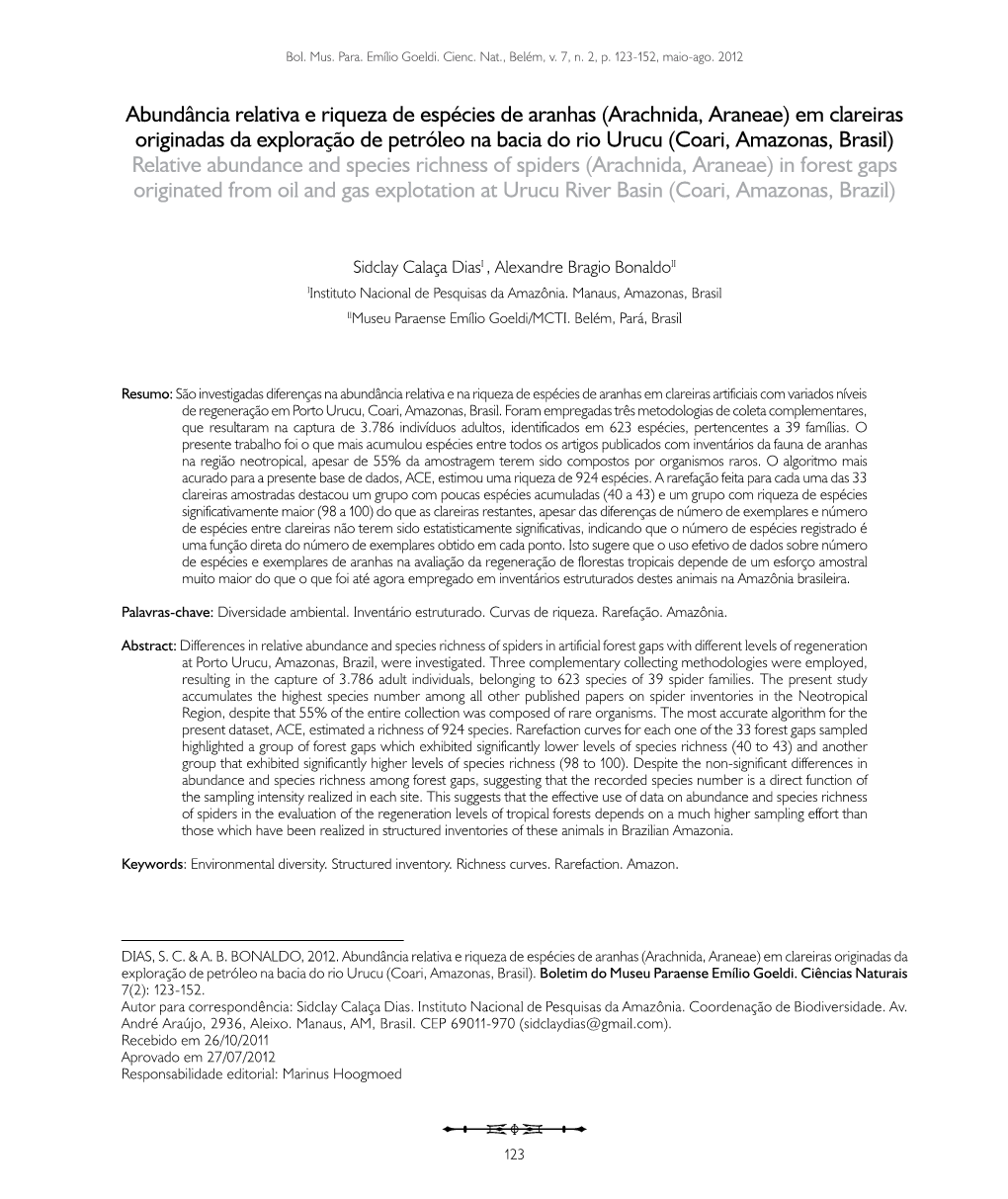 Abund Ncia Relativa E Riqueza De Esp Cies De Aranhas Docslib