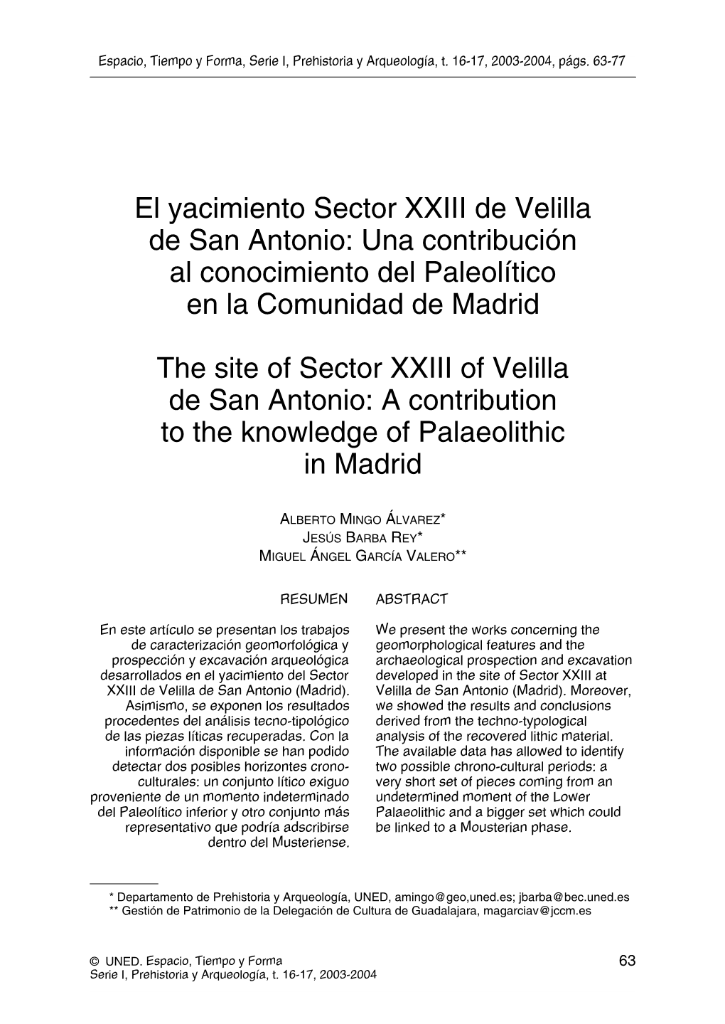 El Yacimiento Sector Xxiii De Velilla De San Antonio Una Contribuci N