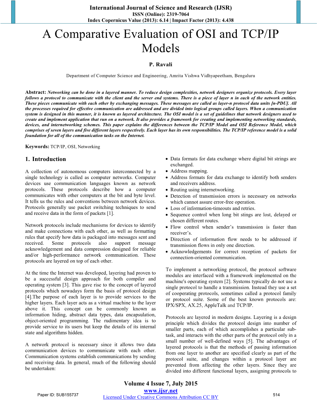 A Comparative Evaluation Of Osi And Tcp Ip Models Docslib