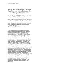 Geophysics Is Geochemistry: Reading the Effects of Pyrite Oxidation and Clay Weathering in the Critical Zone