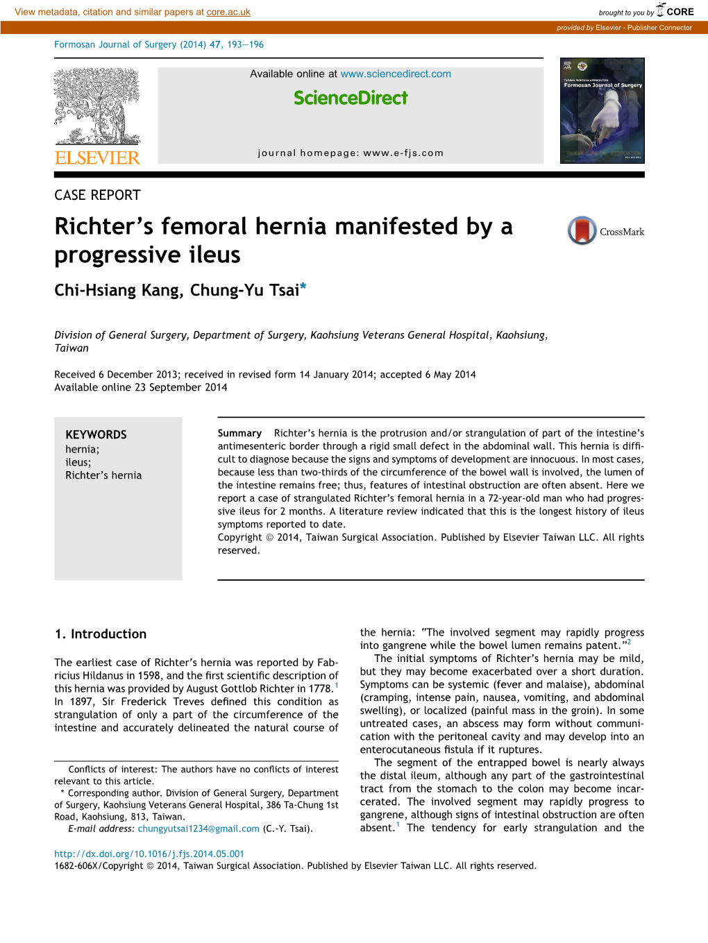 Richter S Femoral Hernia Manifested By A Progressive Ileus Docslib