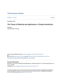 The Theory of Relativity and Applications: a Simple Introduction