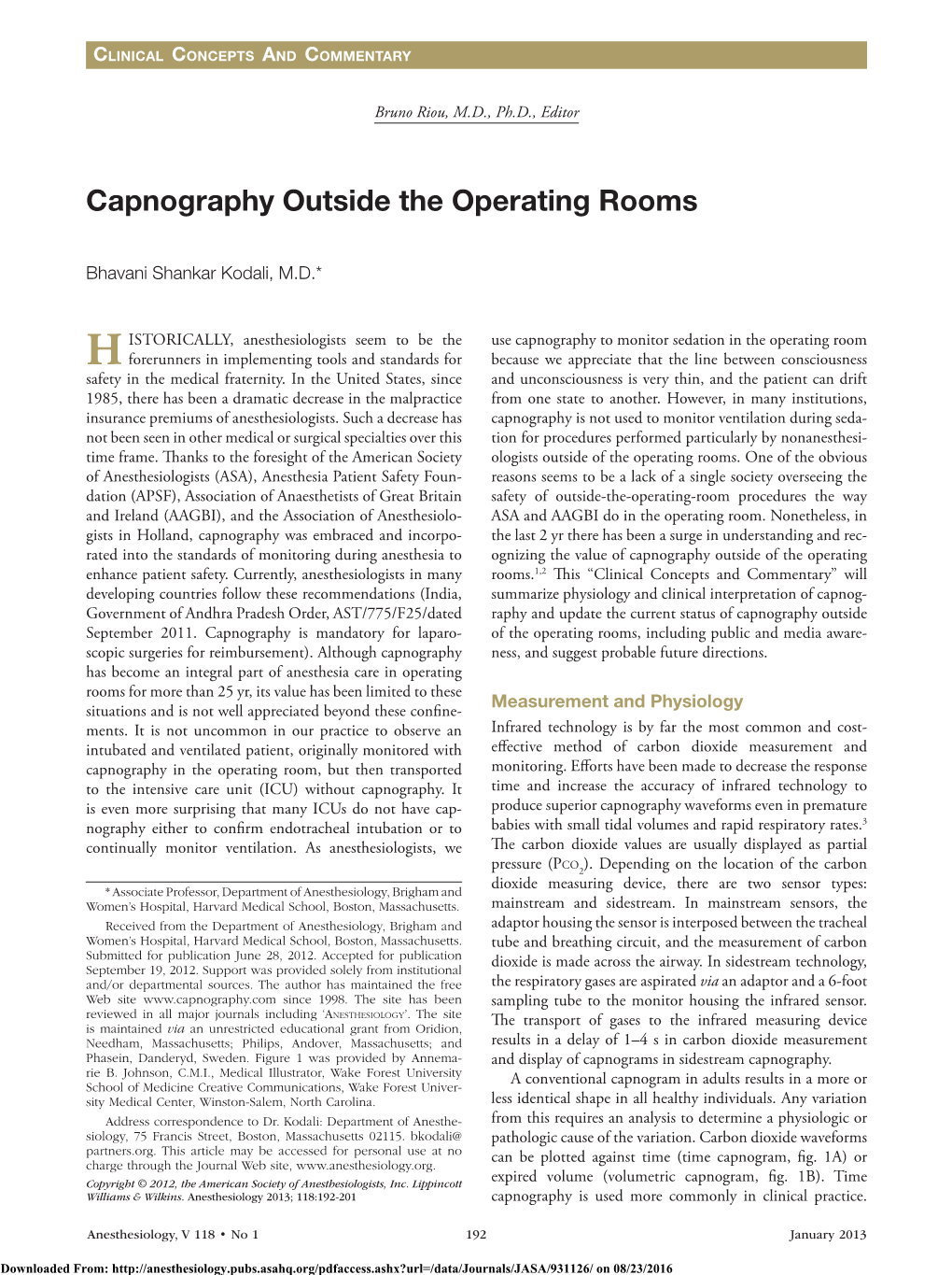 Capnography Outside The Operating Rooms Bhavani Shankar Kodali Docslib