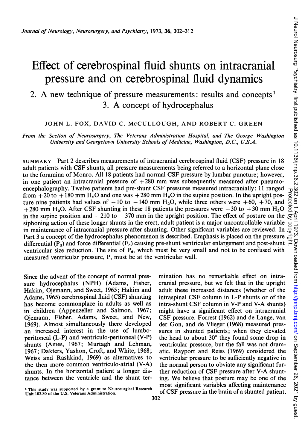 Effect Of Cerebrospinal Fluid Shunts On Intracranial Pressure And On