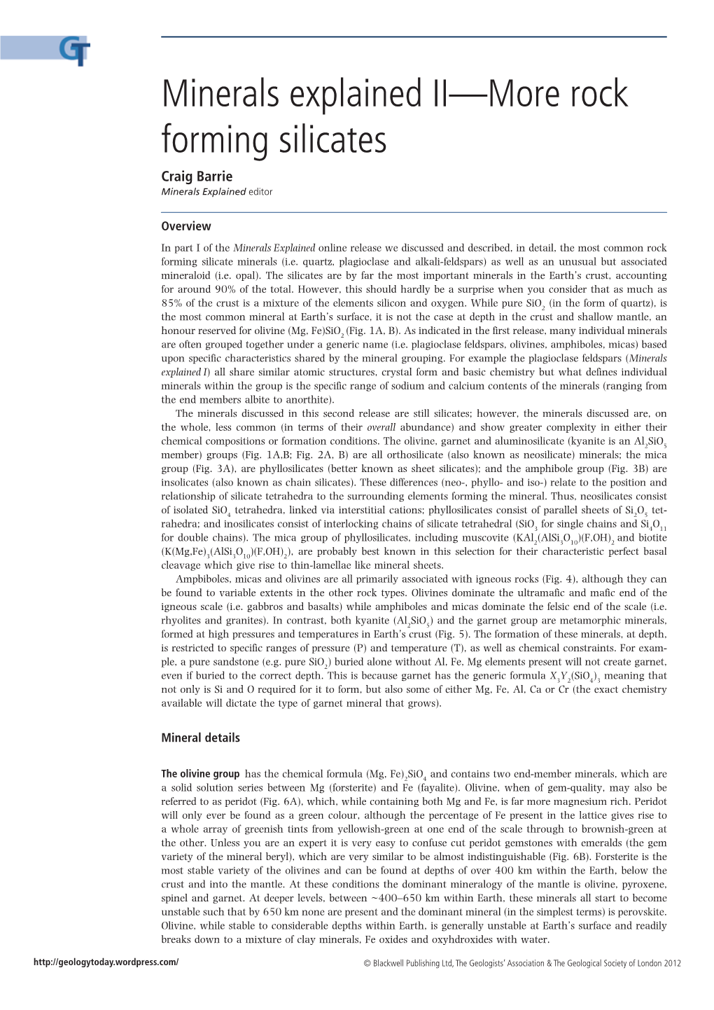 Minerals Explained Iimore Rock Forming Silicates Craig Barrie Minerals