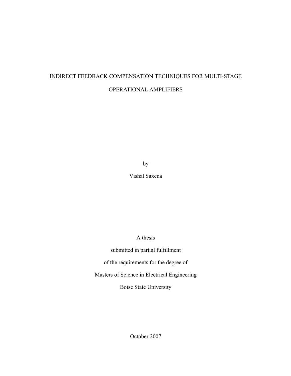 Indirect Feedback Compensation Techniques For Multi Stage DocsLib