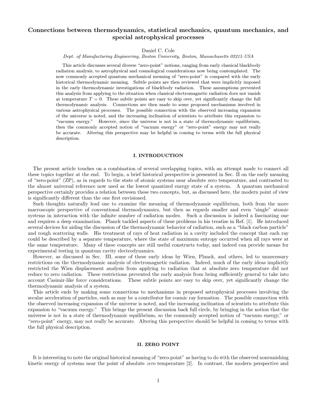 Connections Between Thermodynamics, Statistical Mechanics, Quantum Mechanics, and Special Astrophysical Processes