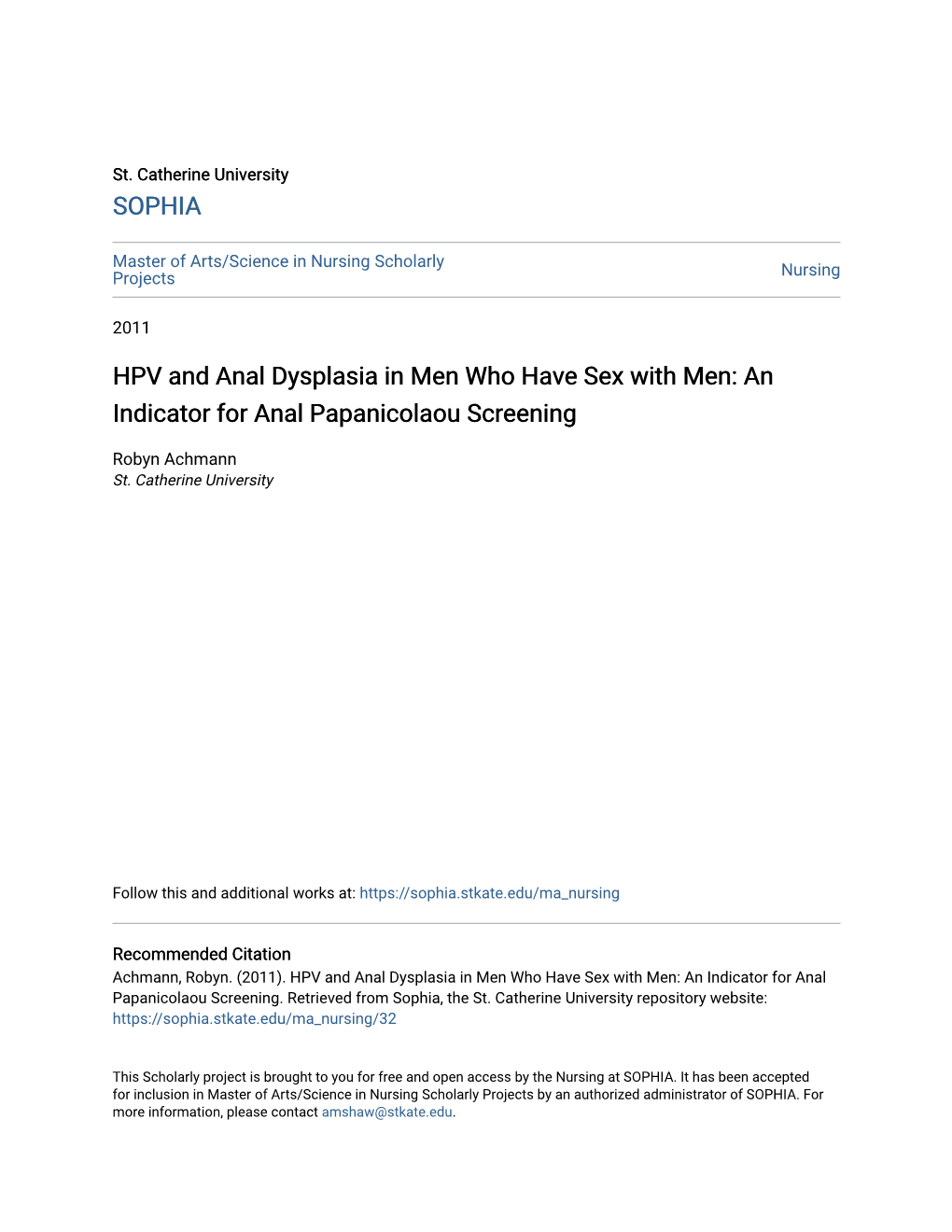 Hpv And Anal Dysplasia In Men Who Have Sex With Men An Indicator For