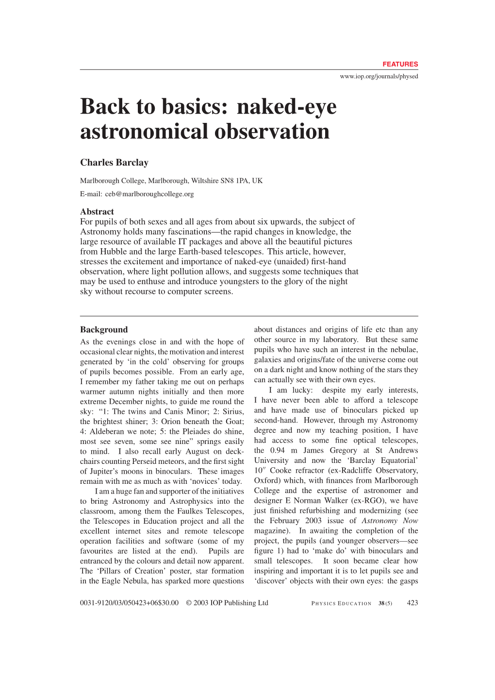 Back To Basics Naked Eye Astronomical Observation Docslib