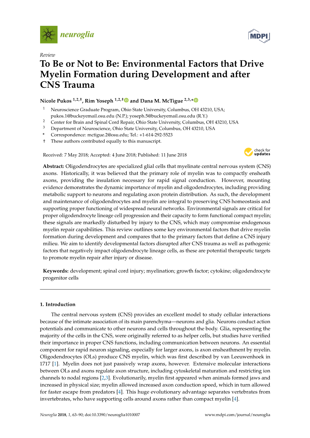 To Be Or Not to Be: Environmental Factors That Drive Myelin Formation During Development and After CNS Trauma